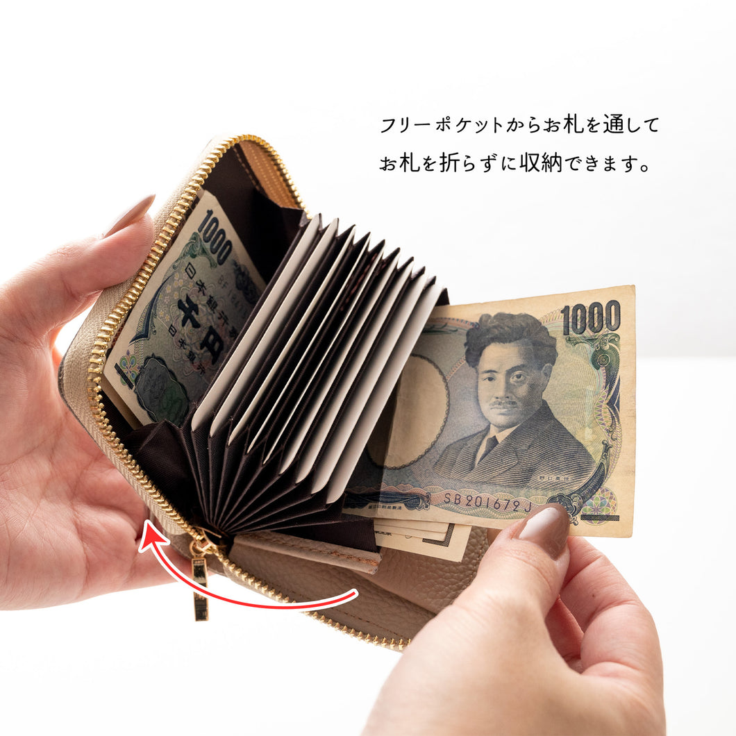 サンポ刺繍 お札が折れない コンパクトウォレット 【 シュリンクレザー 刺繍 】 本革 姫路レザー TKM