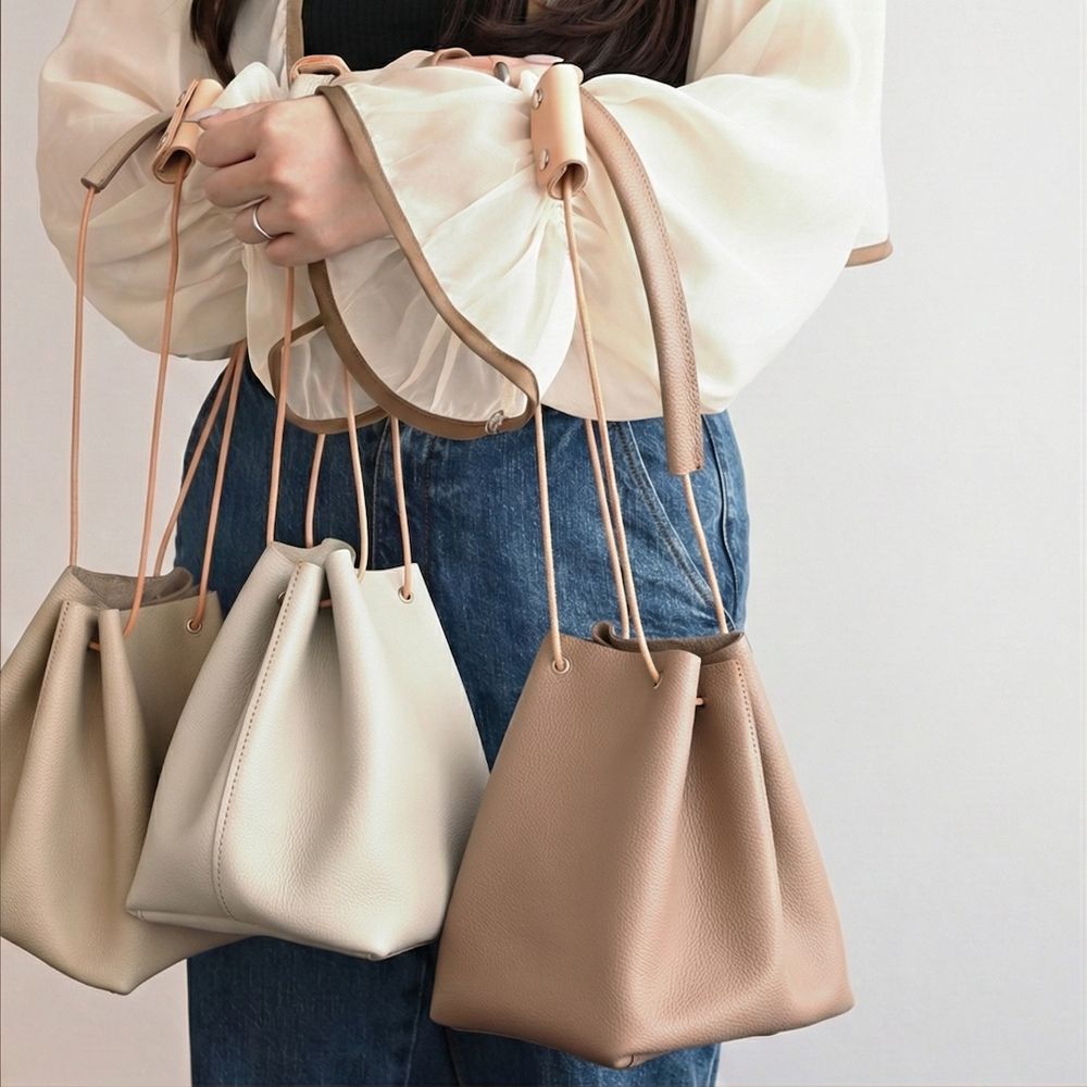姫路レザー シュリンクレザー 巾着バッグ TKM