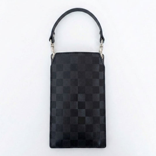 イタリアンレザー 市松模様 スマホポーチ