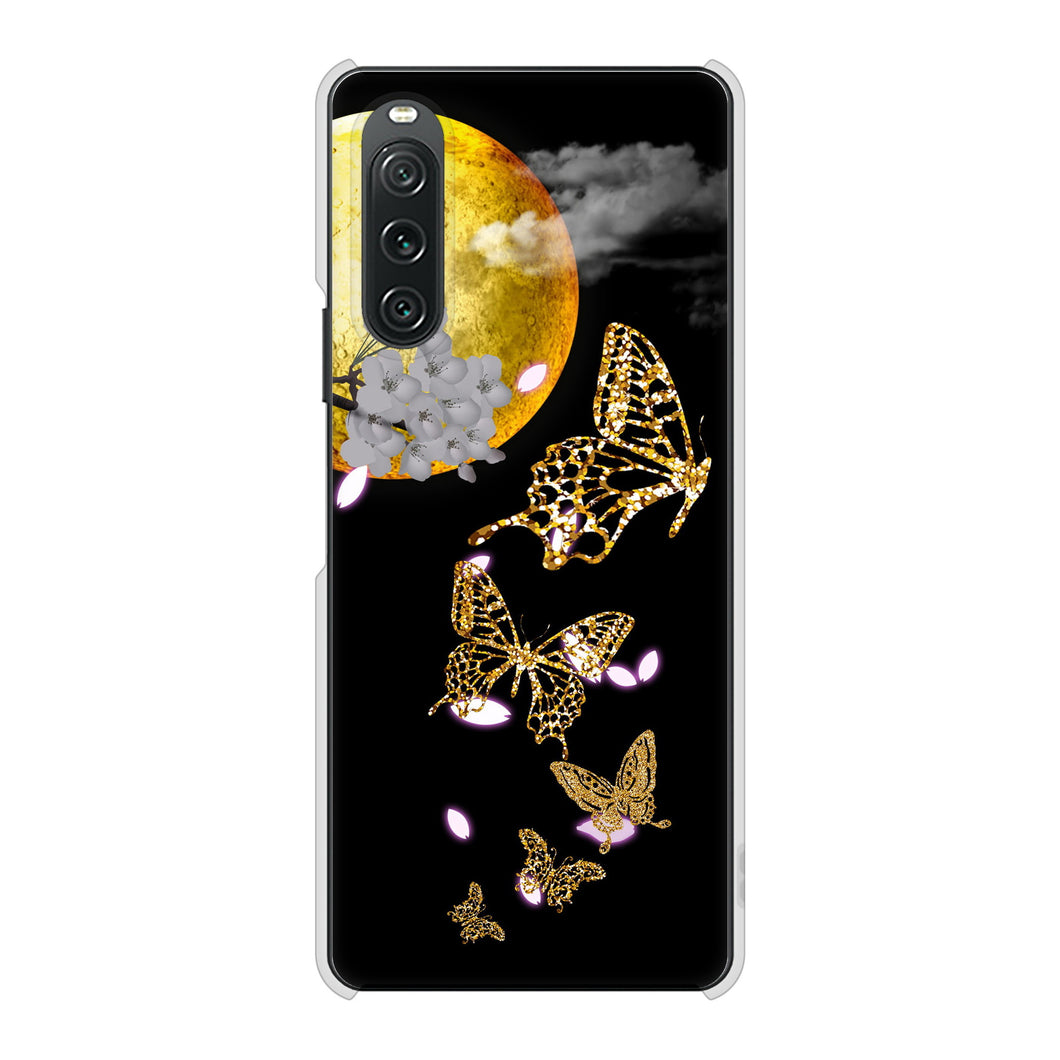 Xperia 10 V A302SO SoftBank 1150 月に昇る蝶 ハードケース 背面印刷