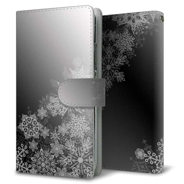 iPhone 18 Pro YJ340 モノトーン 雪の結晶 通常型 プリント手帳型ケース