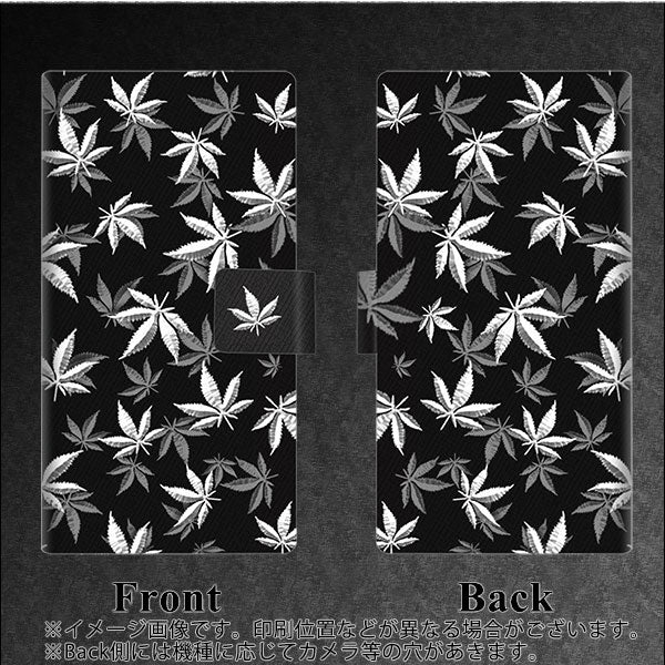iPhone 18 Pro 064 モノトーン大麻ブラック 薄型スリム プリント手帳型ケース