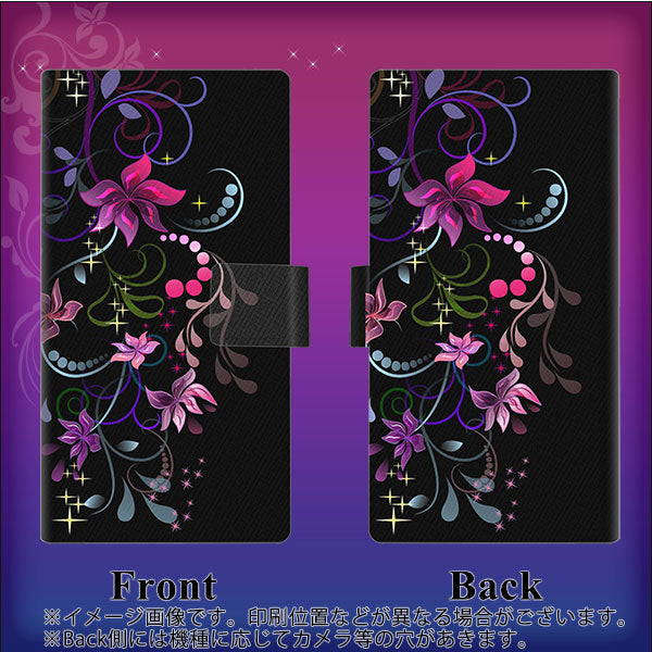 iPhone 18 Pro 263 闇に浮かぶ華 薄型スリム プリント手帳型ケース