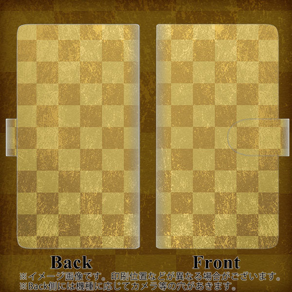 iPhone 18 Pro 619 市松模様-金(骨董風に傷んだイメージ) 通常型 プリント手帳型ケース