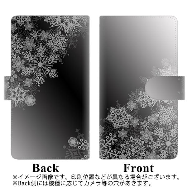 iPhone 18 Pro YJ340 モノトーン 雪の結晶 通常型 プリント手帳型ケース
