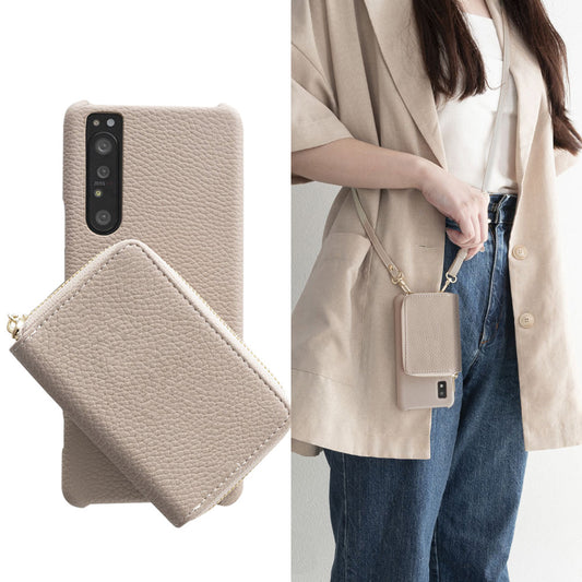 iPhone 18 Pro 回転式ミニ財布付きスマホショルダー くすみカラー Simple