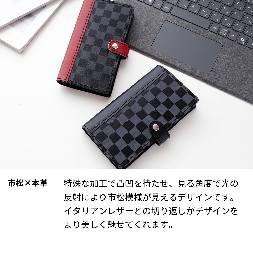 Galaxy A21 SC-42A docomo かくれ市松模様 イタリアンレザー 手帳型ケース 耐衝撃