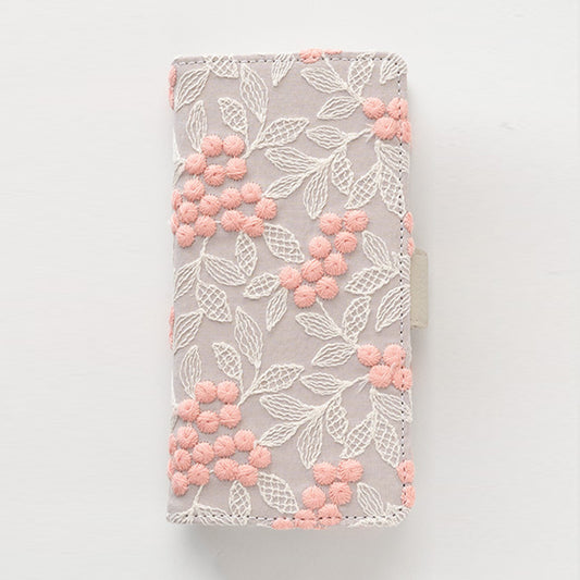 Google Pixel 11 Pro ぷっくりミモザ 刺繍 サイドマグネット スマホケース 手帳型
