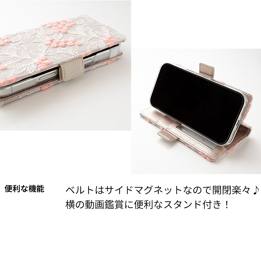 OPPO Reno7 A ぷっくりミモザ 刺繍 サイドマグネット スマホケース 手帳型