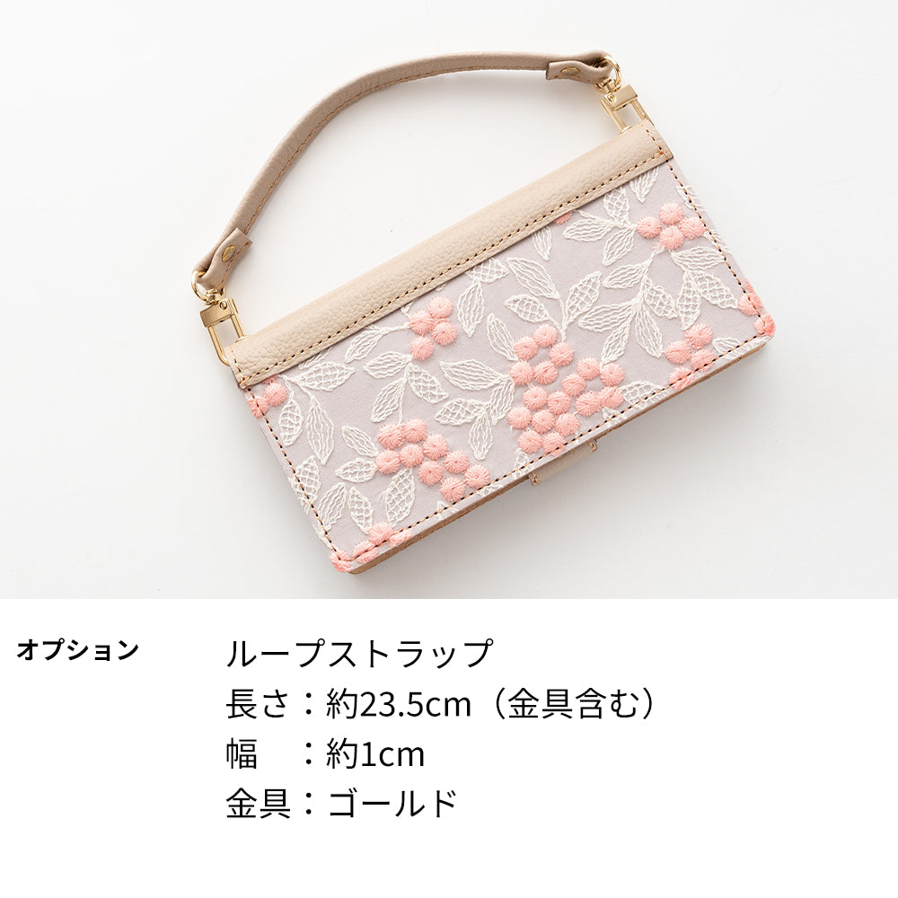 arrows N F-51C docomo ぷっくりミモザ × シュリンクレザー 本革 サイドマグネット スマホケース 手帳型
