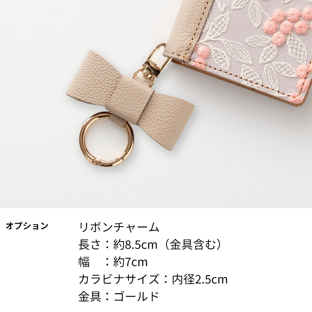 arrows N F-51C docomo ぷっくりミモザ × シュリンクレザー 本革 サイドマグネット スマホケース 手帳型