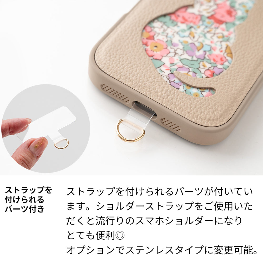 Google Pixel 8a リバティ猫・リバティうさぎ 本革 スマホショルダー カラーリアケース スマホケース