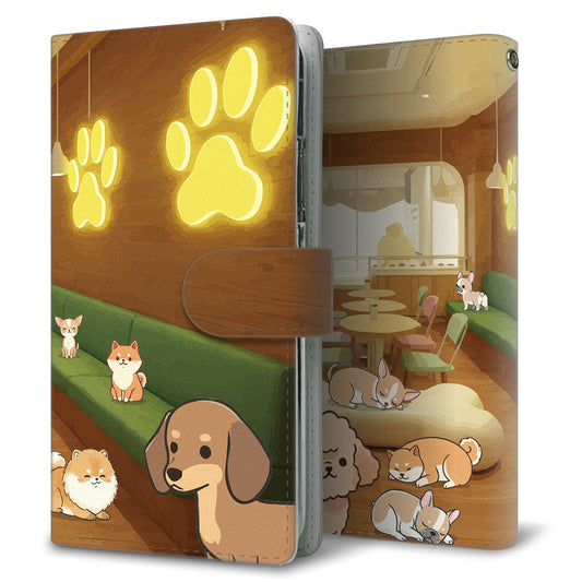 Galaxy S9 SCV38 au イヌとかわいい時間 プリント手帳型ケース 耐衝撃