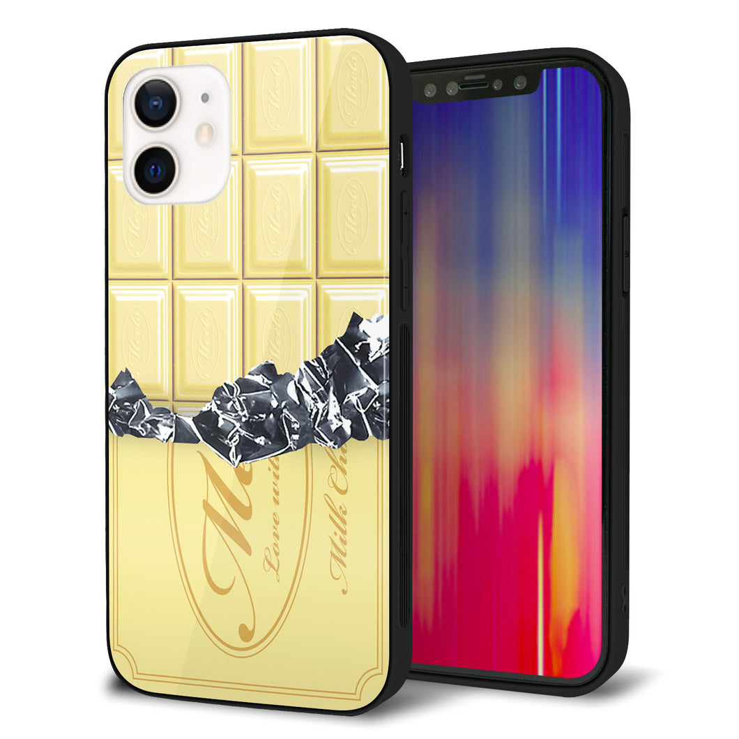 iPhone 12 強化ガラス&TPUスマホケース ガラプリ【553 板チョコ?ホワイト】