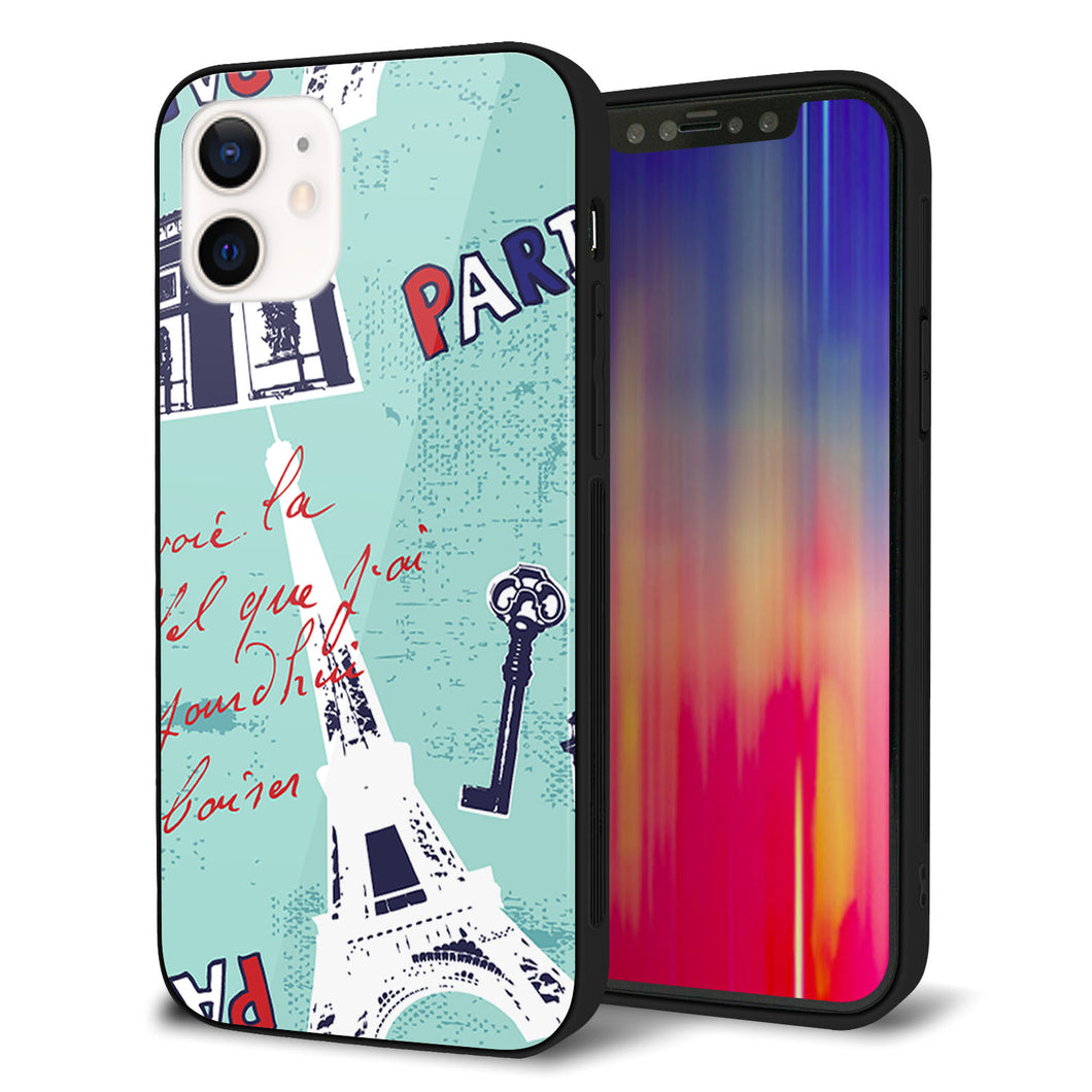 iPhone 12 強化ガラス&TPUスマホケース ガラプリ【EK812 ビューティフルパリブルー】