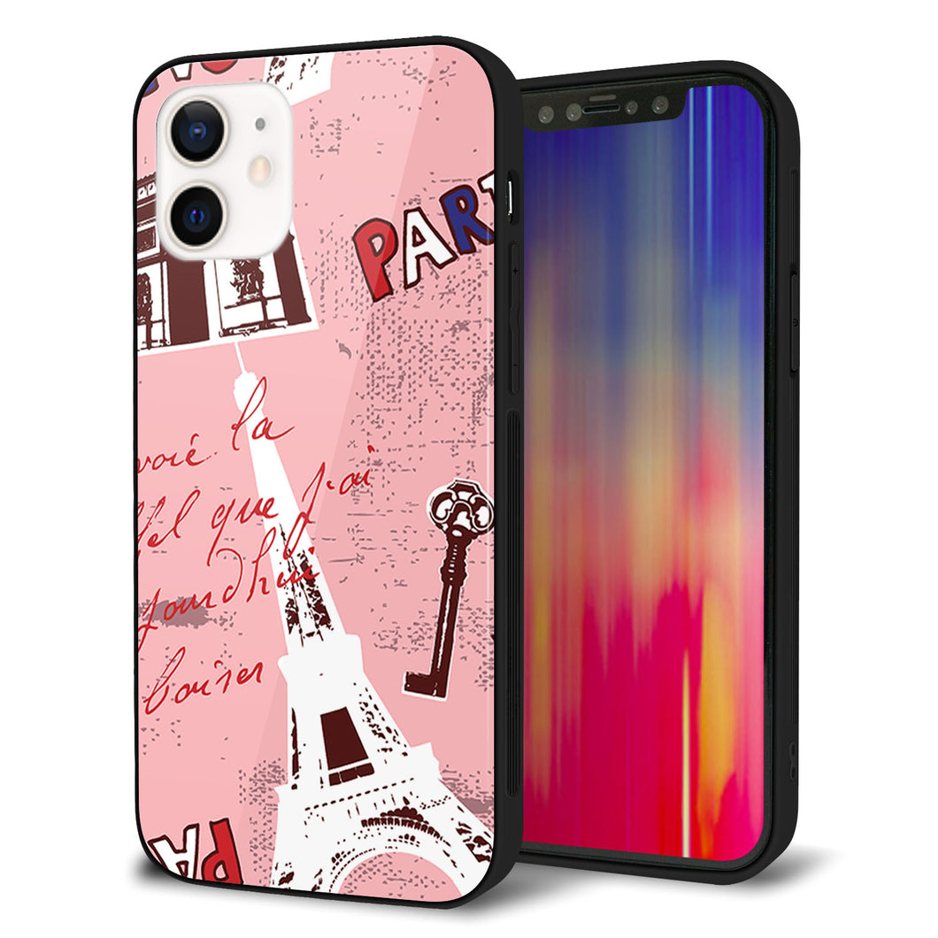 iPhone 12 強化ガラス&TPUスマホケース ガラプリ【EK813 ビューティフルパリレッド】