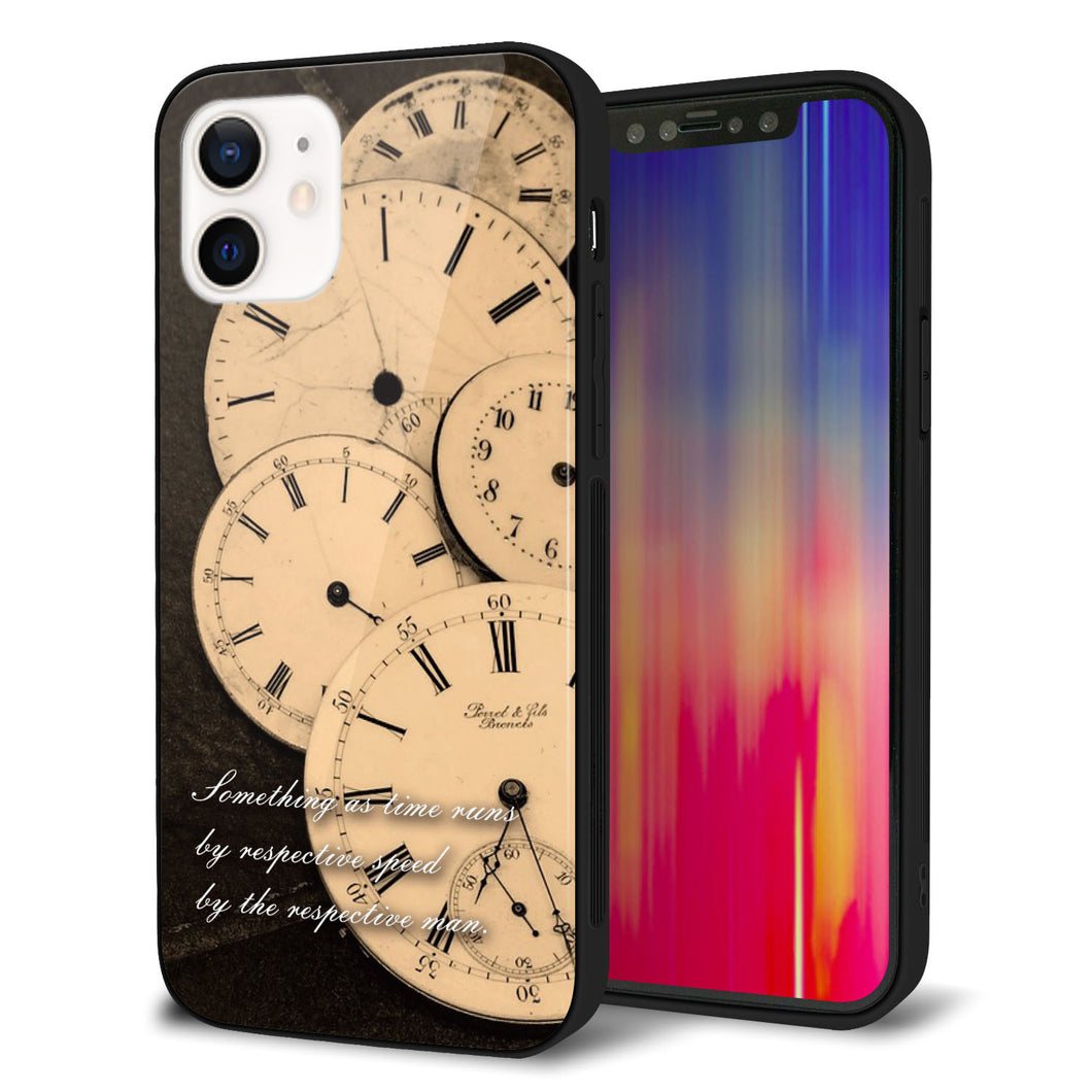 iPhone 12 強化ガラス&TPUスマホケース ガラプリ【KM874 時計】