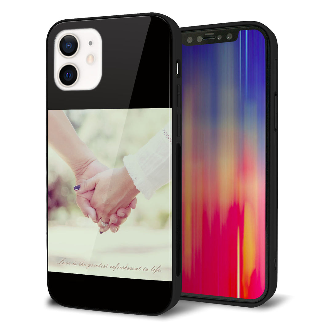 iPhone 12 強化ガラス&TPUスマホケース ガラプリ【KM875 カップル】