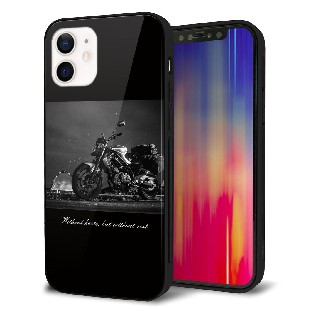 iPhone 12 強化ガラス&TPUスマホケース ガラプリ【KM879 バイク】