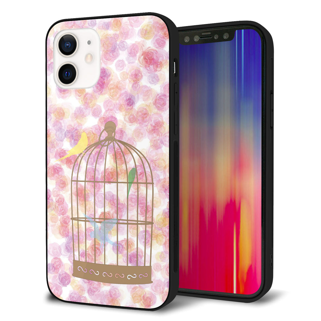 iPhone 12 強化ガラス&TPUスマホケース ガラプリ【KM882 鳥かご】
