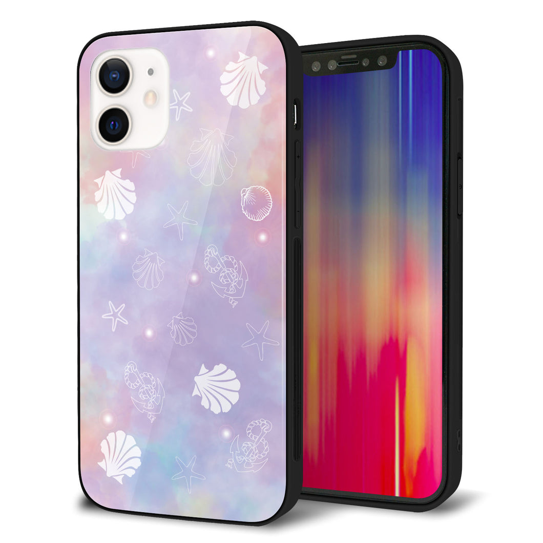 iPhone 12 強化ガラス&TPUスマホケース ガラプリ【KM883 シェル柄】