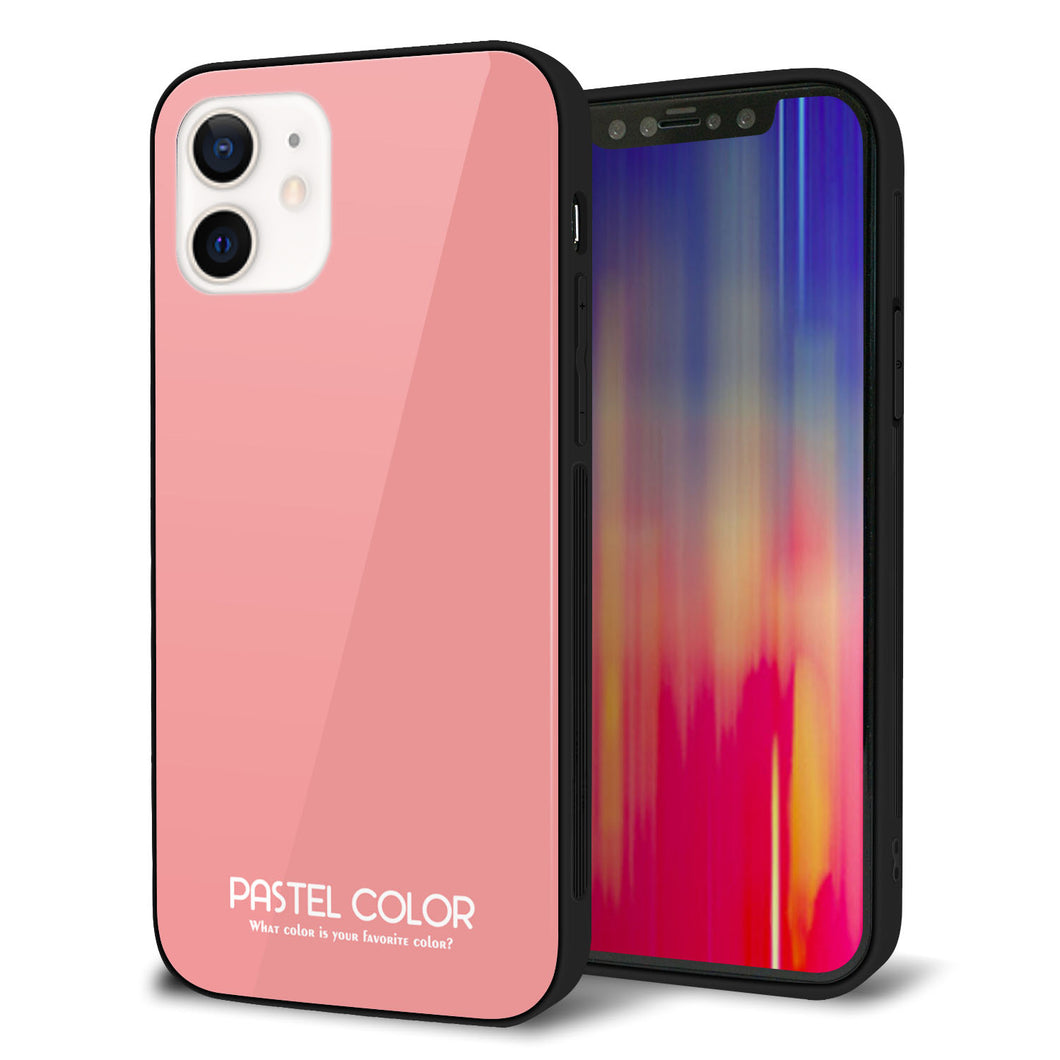 iPhone 12 強化ガラス&TPUスマホケース ガラプリ【KM902 パステルカラー(パステルレッド)】