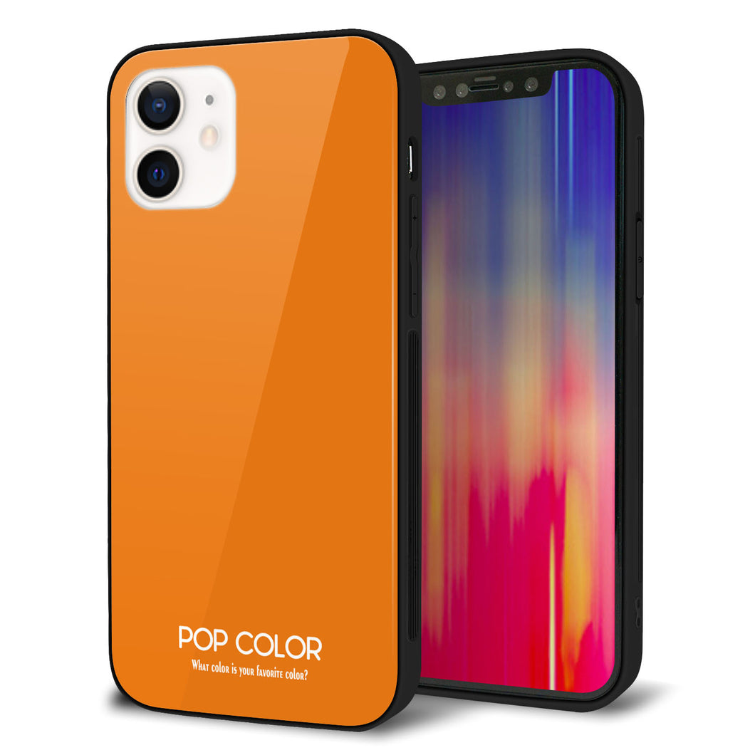 iPhone 12 強化ガラス&TPUスマホケース ガラプリ【KM906 ポップカラー(オレンジ)】
