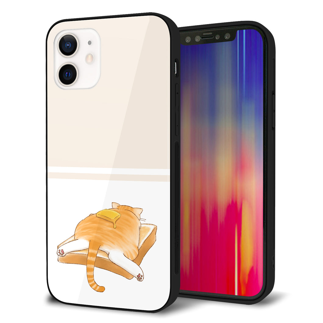 iPhone 12 強化ガラス&TPUスマホケース ガラプリ【KM959 バター】
