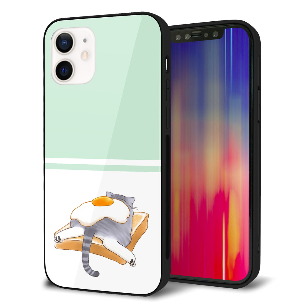 iPhone 12 強化ガラス&TPUスマホケース ガラプリ【KM960 目玉焼き】