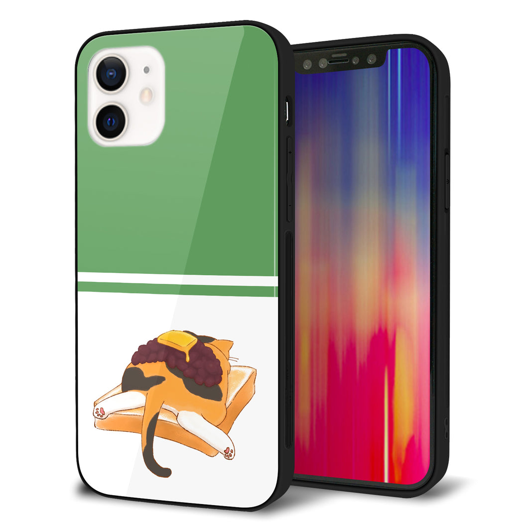 iPhone 12 強化ガラス&TPUスマホケース ガラプリ【KM963 あずき】