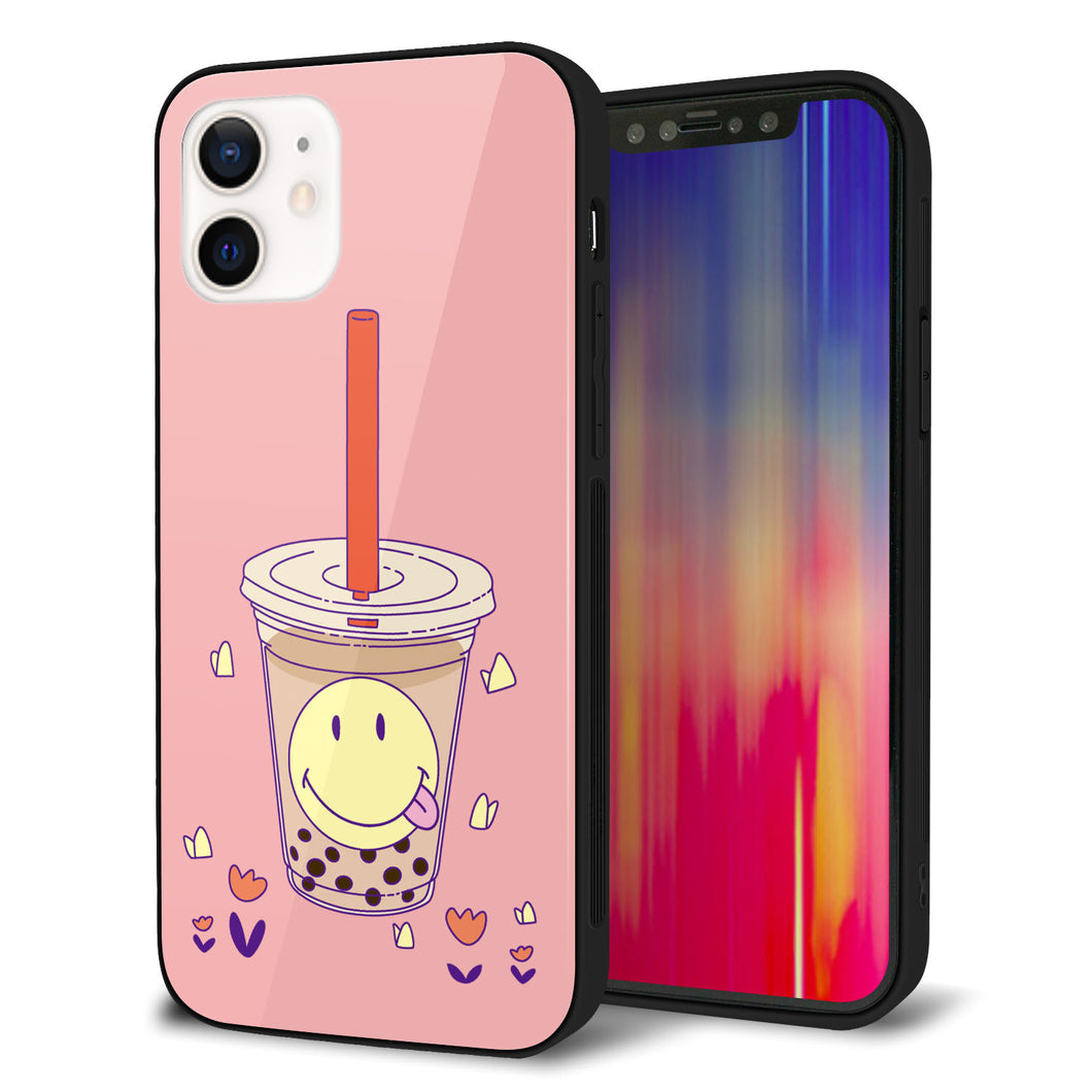 iPhone 12 強化ガラス&TPUスマホケース ガラプリ【MA903 タピオカ】