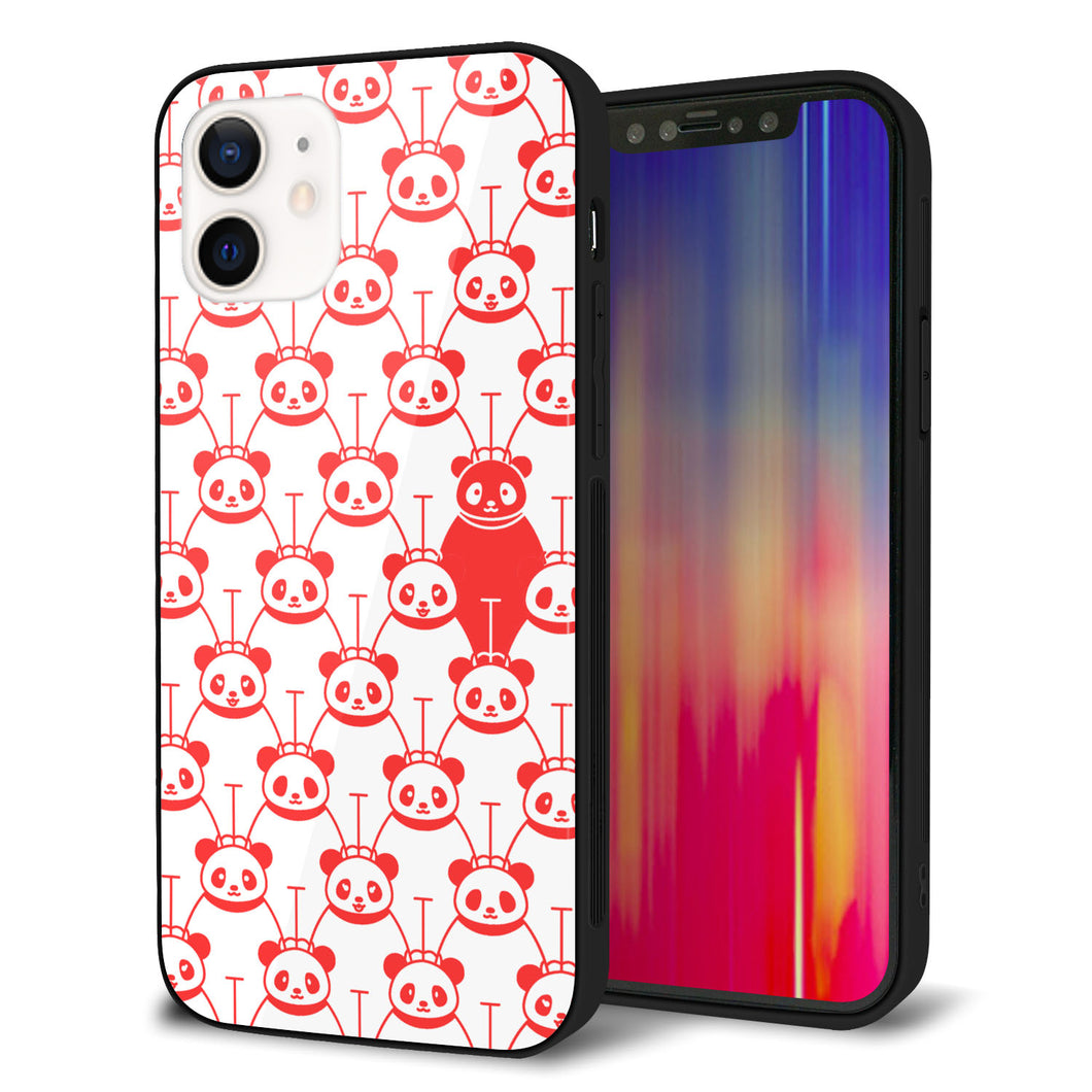 iPhone 12 強化ガラス&TPUスマホケース ガラプリ【MA913 パターン パンダ】