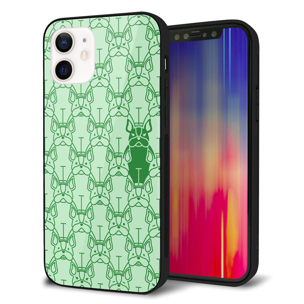 iPhone 12 強化ガラス&TPUスマホケース ガラプリ【MA916 パターン ドッグ】