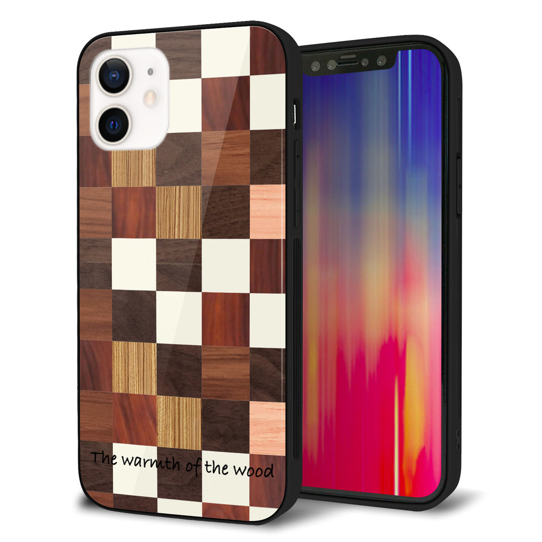 iPhone 12 強化ガラス&TPUスマホケース ガラプリ【MA929 寄木細工 チェッカー】