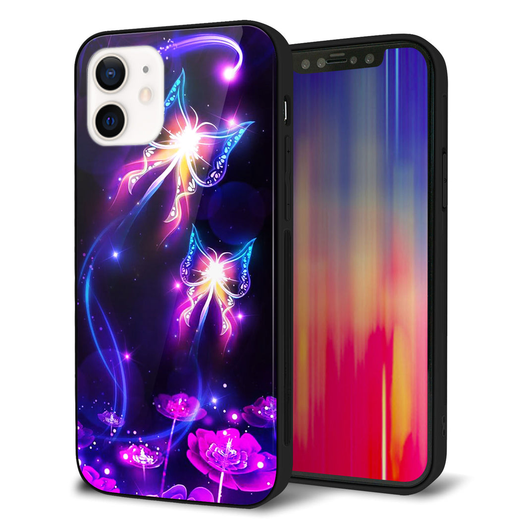 iPhone 12 強化ガラス&TPUスマホケース ガラプリ【MA990 蝶B】