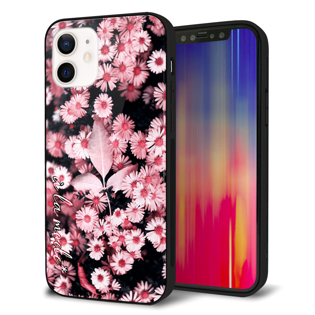 iPhone 12 強化ガラス&TPUスマホケース ガラプリ【MA993 フラワーB】