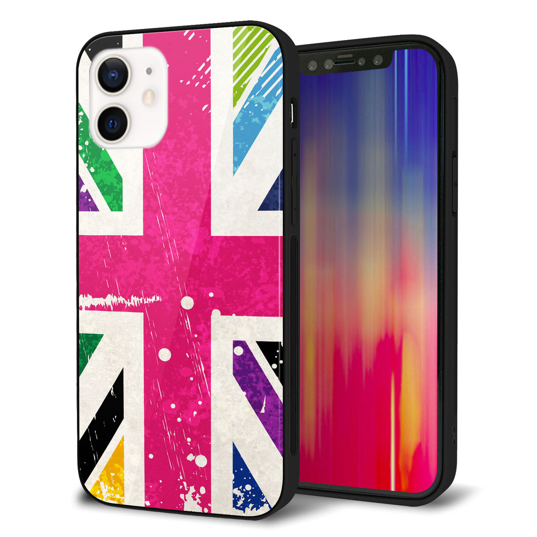 iPhone 12 強化ガラス&TPUスマホケース ガラプリ【SC806 ユニオンジャック ピンクビンテージ】