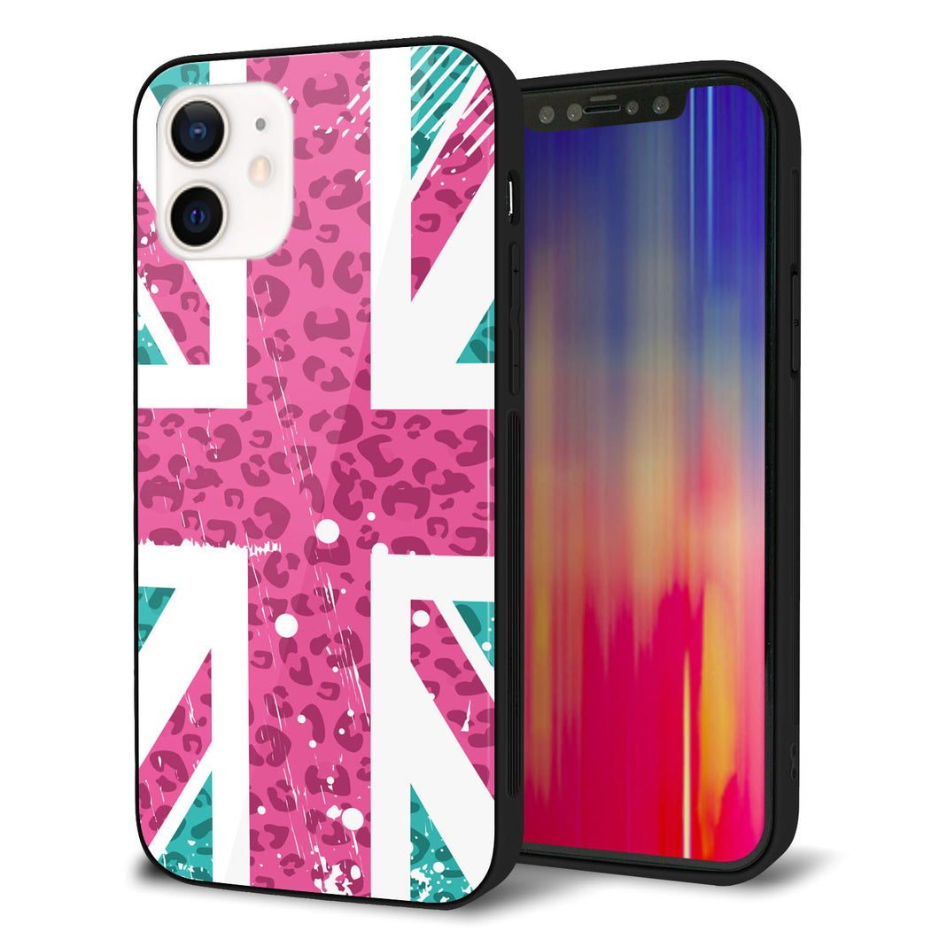 iPhone 12 強化ガラス&TPUスマホケース ガラプリ【SC807 ユニオンジャック ピンクヒョウ柄】