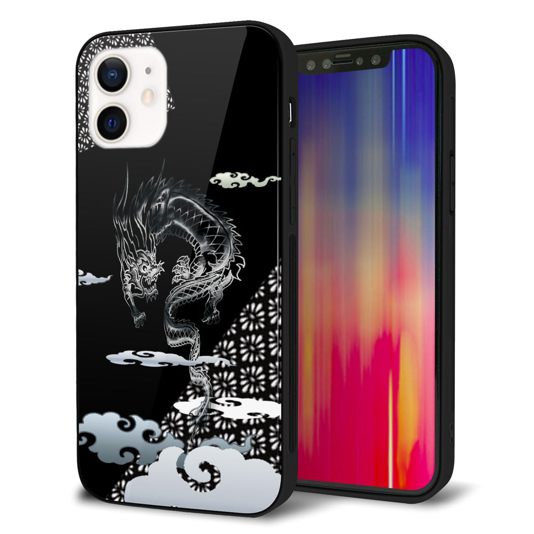 iPhone 12 強化ガラス&TPUスマホケース ガラプリ【YC906 雲竜01】
