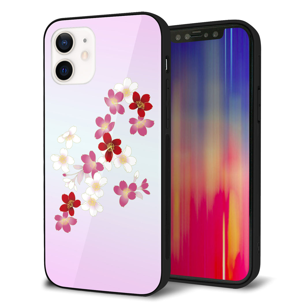 iPhone 12 強化ガラス&TPUスマホケース ガラプリ【YJ320 桜 和】
