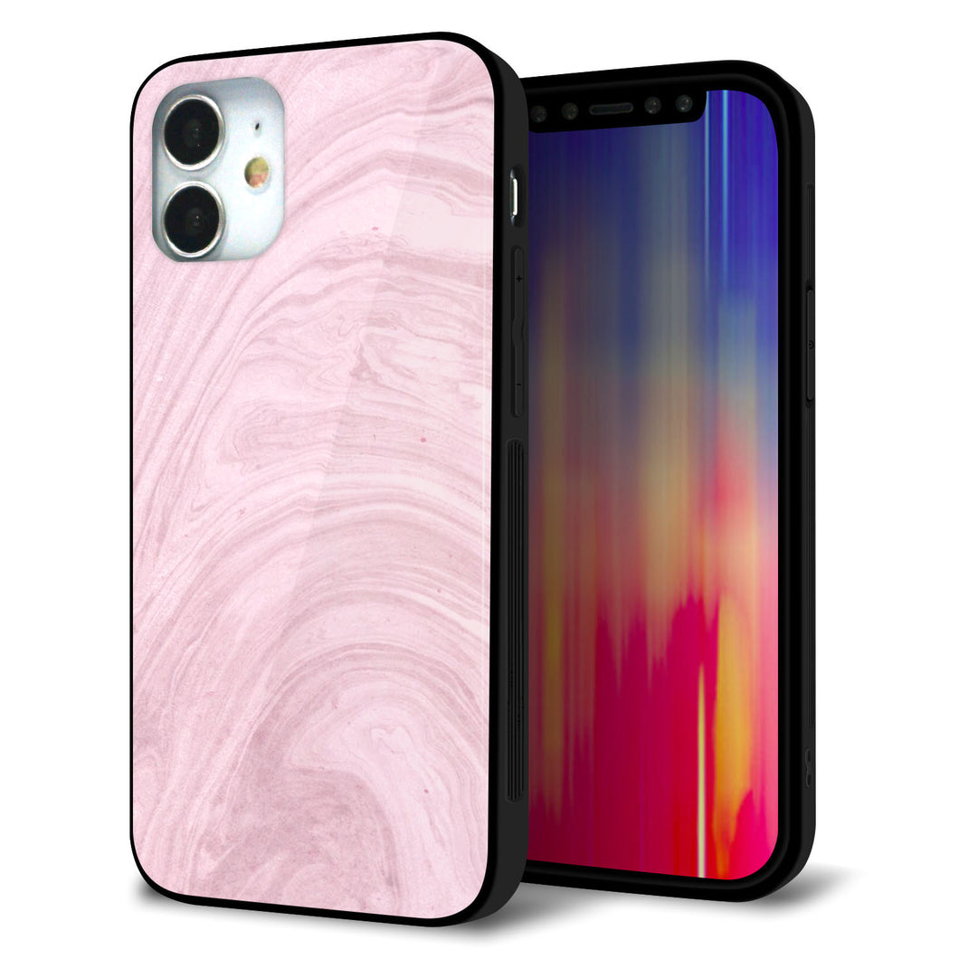 iPhone 12 mini 強化ガラス&TPUスマホケース ガラプリ【KM873 大理石ラベンダー】