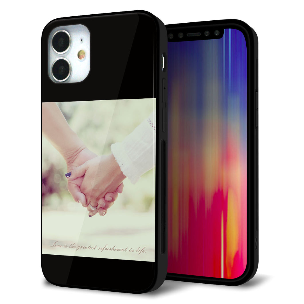 iPhone 12 mini 強化ガラス&TPUスマホケース ガラプリ【KM875 カップル】