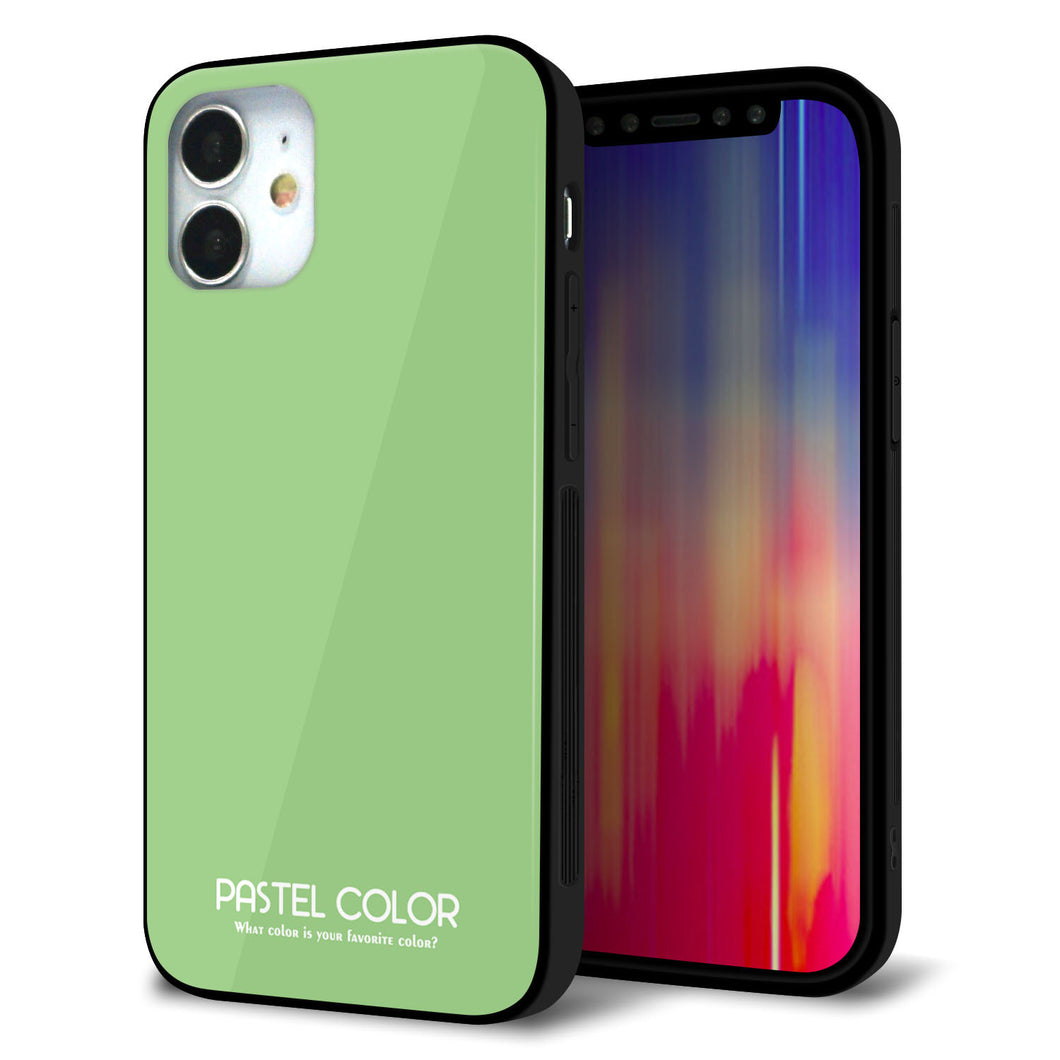 iPhone 12 mini 強化ガラス&TPUスマホケース ガラプリ【KM898 パステルカラー(パステルグリーン)】