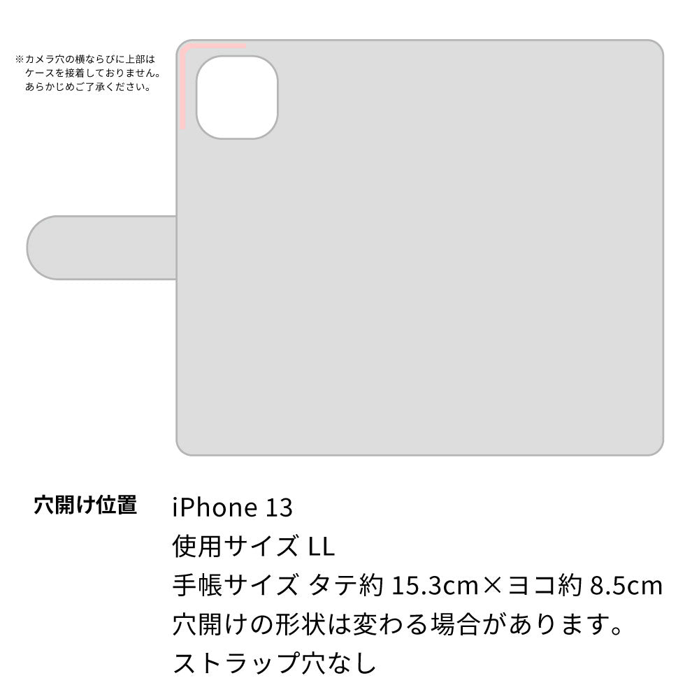 iPhone 13 ビニール素材のスケルトン手帳型ケース クリア