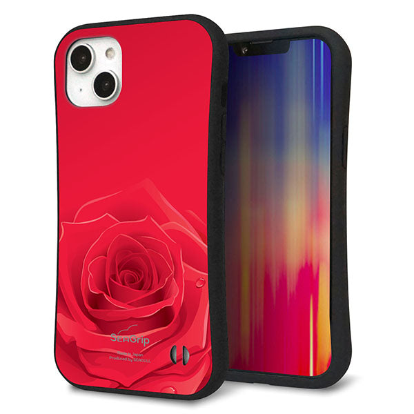 iPhone 14 Plus スマホケース 「SEA Grip」 グリップケース Sライン 【395 赤いバラ】 UV印刷