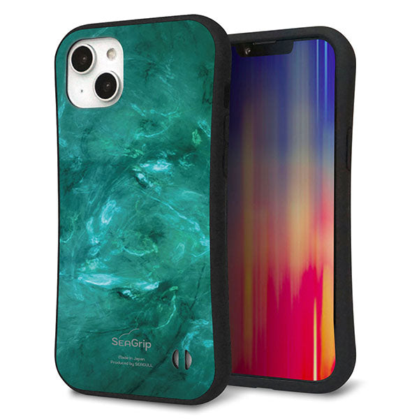 iPhone 14 Plus スマホケース 「SEA Grip」 グリップケース Sライン 【KM869 大理石GR】 UV印刷