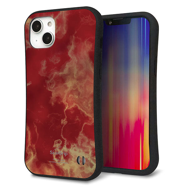 iPhone 14 Plus スマホケース 「SEA Grip」 グリップケース Sライン 【KM870 大理石RD】 UV印刷
