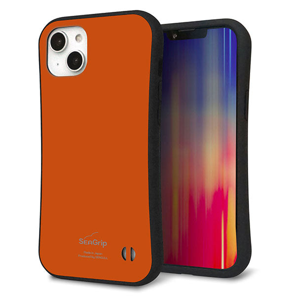 iPhone 14 Plus スマホケース 「SEA Grip」 グリップケース Sライン 【KM917 レトロカラー(ダークオレンジ)】 UV印刷