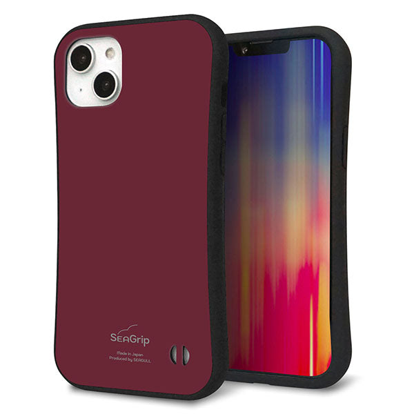 iPhone 14 Plus スマホケース 「SEA Grip」 グリップケース Sライン 【KM919 レトロカラー(バーガンディー)】 UV印刷