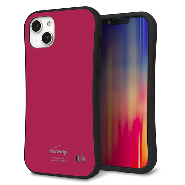 iPhone 14 Plus スマホケース 「SEA Grip」 グリップケース Sライン 【KM921 レトロカラー(ダークピンク)】 UV印刷